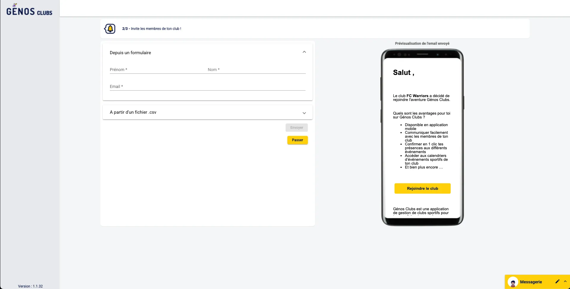 Génos Clubs inviter un membre