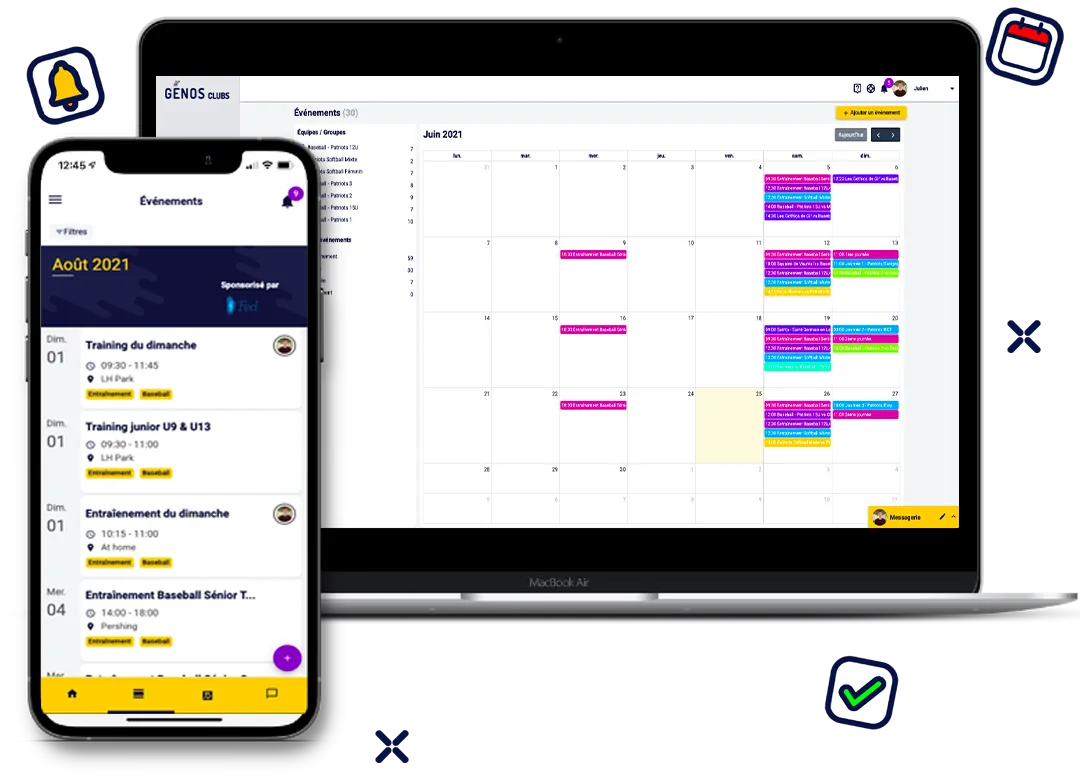 Calendrier sur téléphone et PC