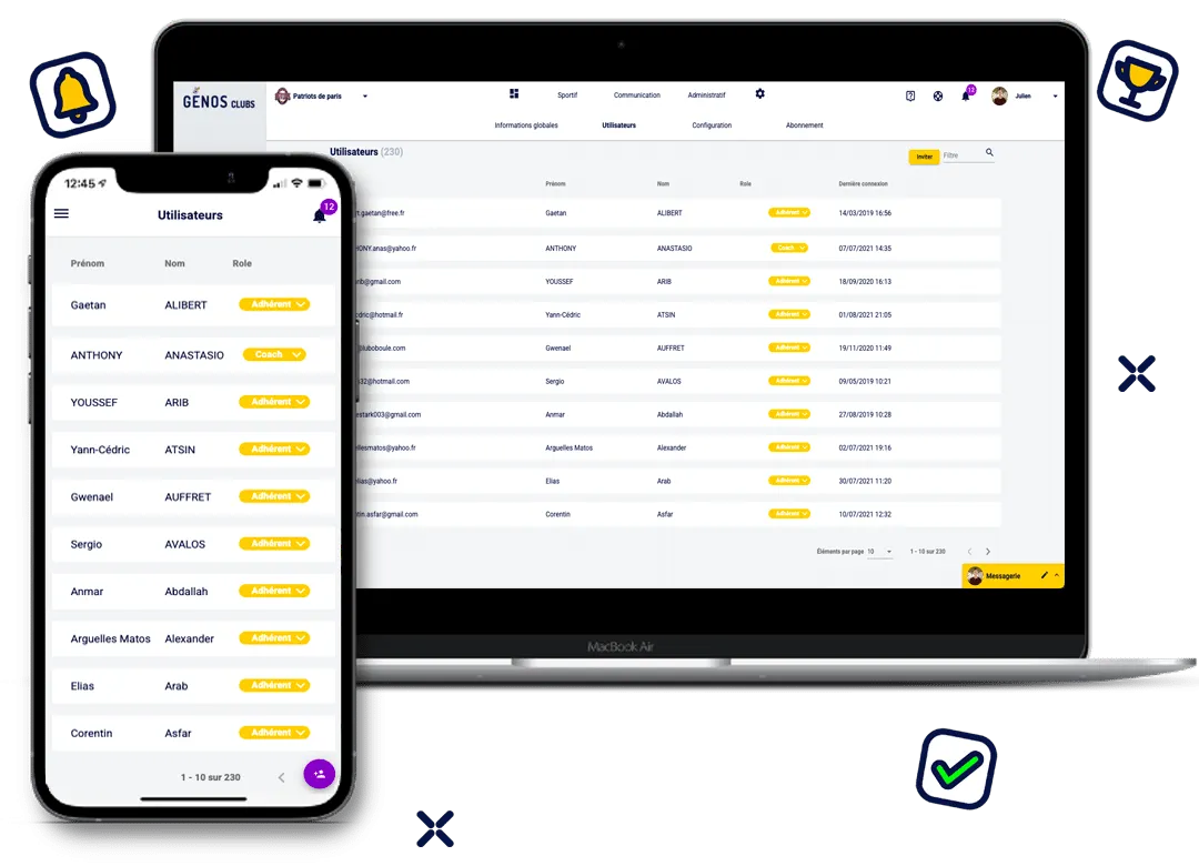 Utilisateurs sur téléphone et PC